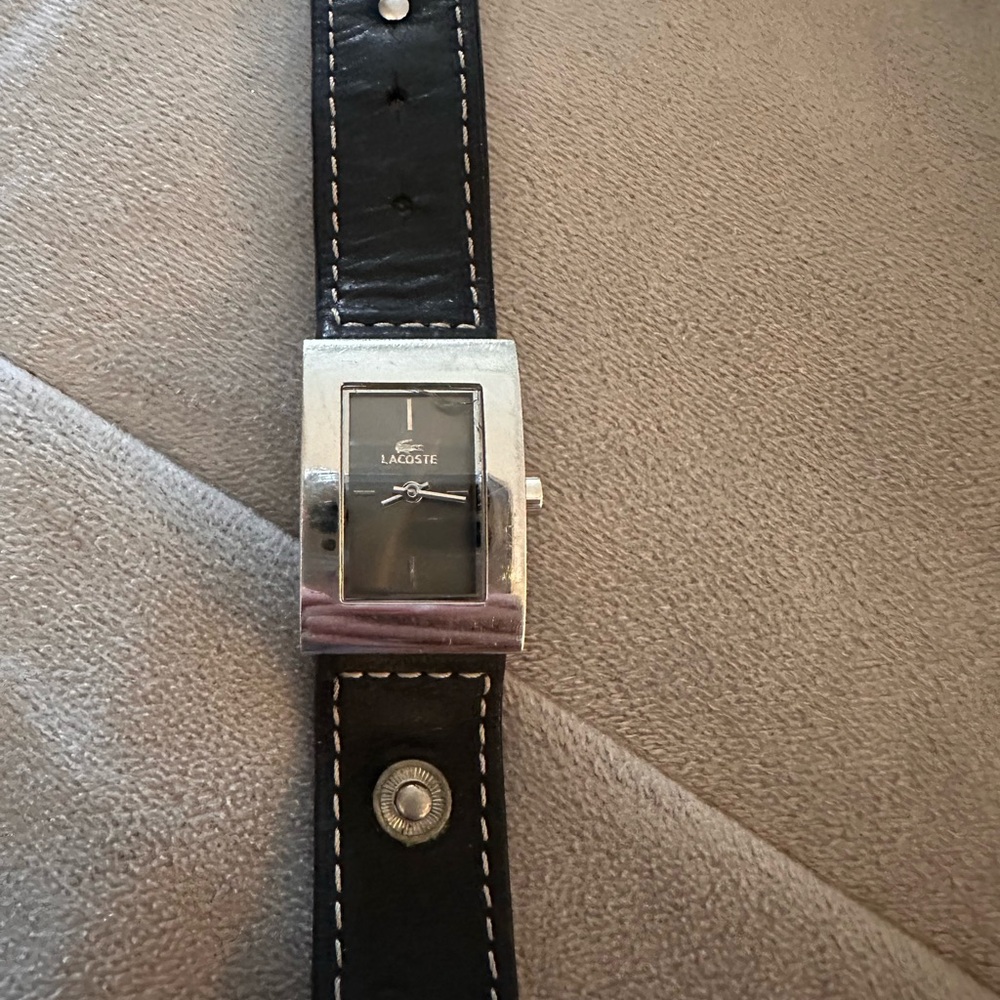 Lacoste Black and Silver Rectangular Ladies Watch